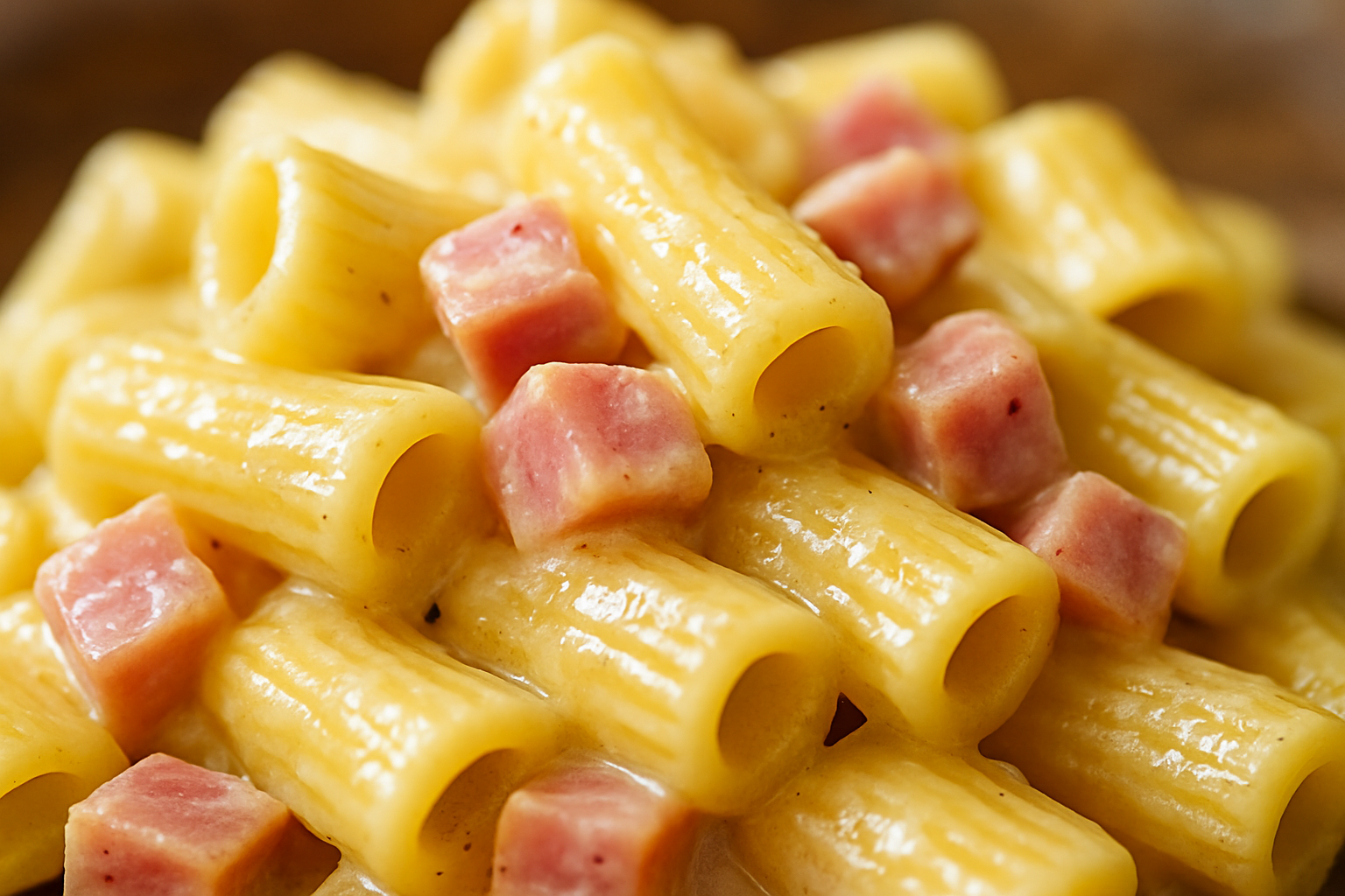 pasta con prosciutto cotto a dadini — dettaglio della consistenza
