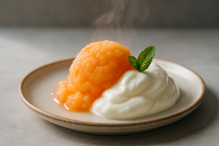 Sorbetto veloce di melone e yogurt glacé: freschezza estiva in 30 secondi