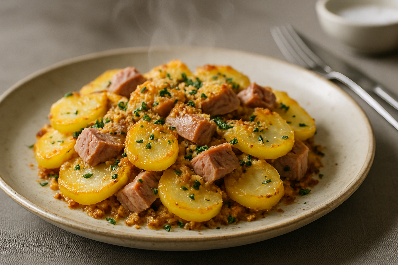 tonno e patate al forno — primo piano