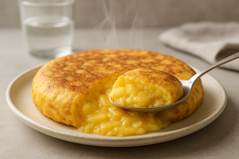 Tortilla de patatas cremosa: il segreto del cucchiaio per una consistenza perfetta
