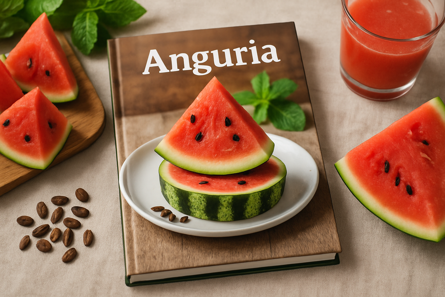 Anguria tagliata a fette con semi visibili e buccia verde brillante, per un consumo integrale e salutare