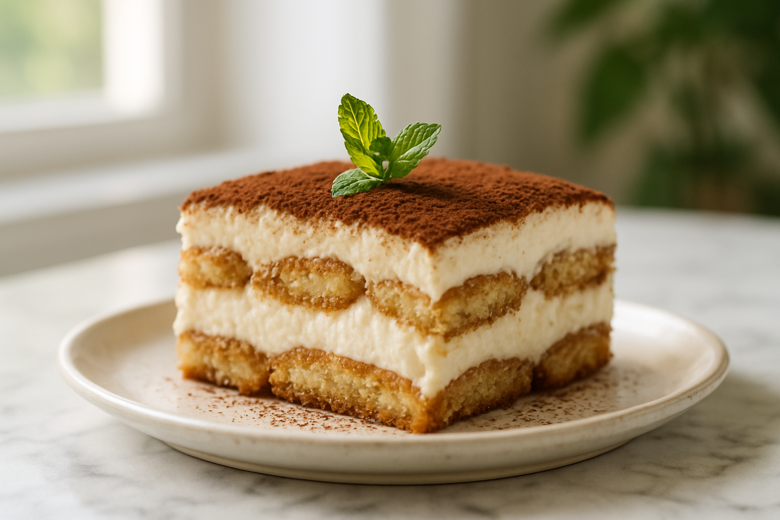 tiramisù allo yogurt greco servito in coppetta con cacao in polvere e savoiardi imbevuti di caffè