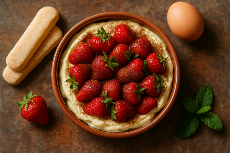 Dessert Wilden Hilde con crema leggera, savoiardi al caffè e frutti di bosco freschi, alternativa al tiramisù